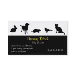 Black Animal Silhouettes Pet Care Business Card Black Animal Silhouettes Pet Care Business Card