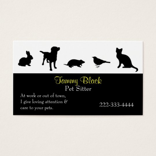 Black Animal Silhouettes Pet Care Business Card