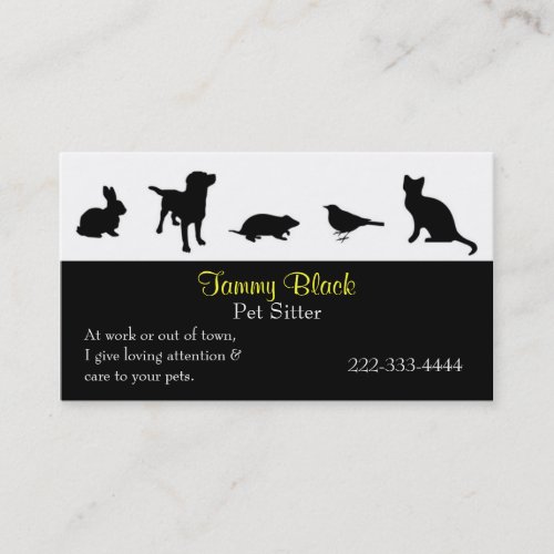 Black Animal Silhouettes Pet Care Business Card