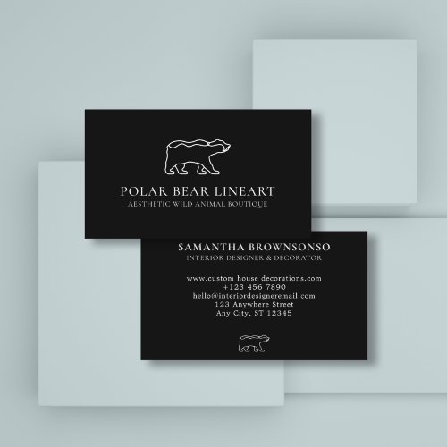 Black Animal Wild Polar Bear Business Card