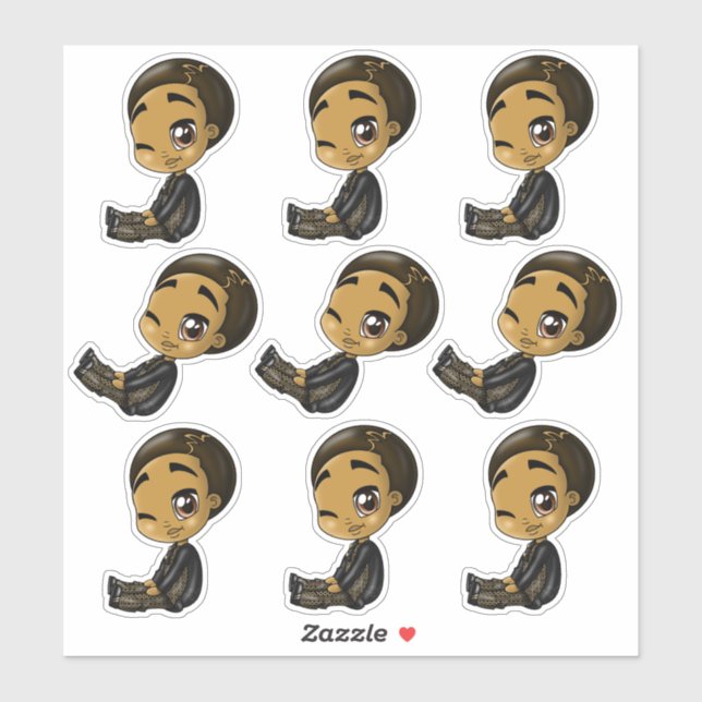 Black Anime Boys Sticker (Sheet)