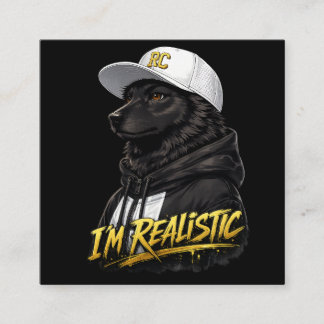 Black Anime Dog Streetwear Art | I'm Realistic Square Business Card