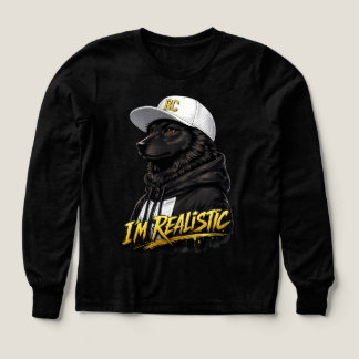 Black Anime Dog Streetwear Art | I'm Realistic Tri-Blend Shirts
