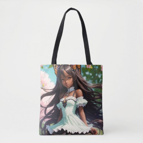 Black Anime Female Character Animecore Aesthetic Tote Bag