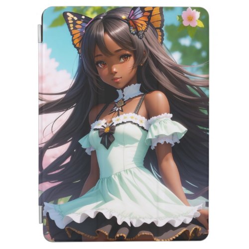 Black Anime Girl Female Animecore Aesthetic iPad Air Cover