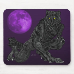 Black Anthro Werewolf Mouse Pad
