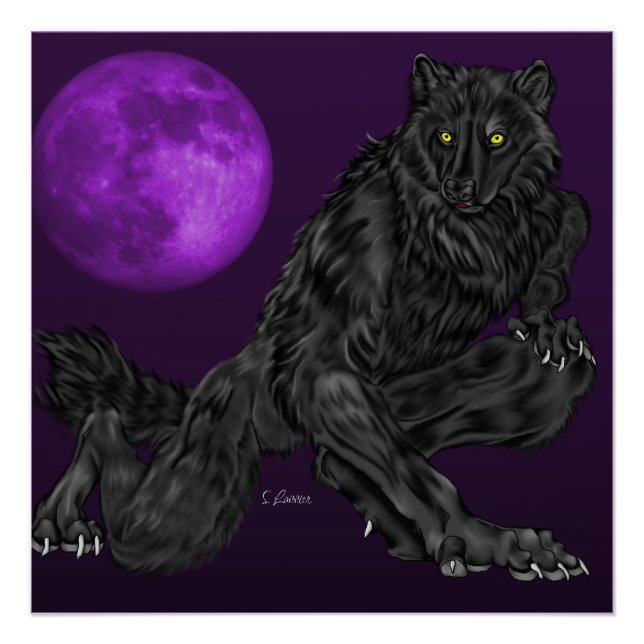 Black Anthro Werewolf Poster (Front)
