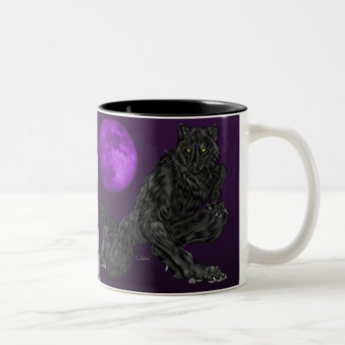 Black Anthro Werewolf Two_Tone Coffee Mug
