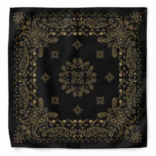 Black Antique Bronze / Brass Paisley Bandana