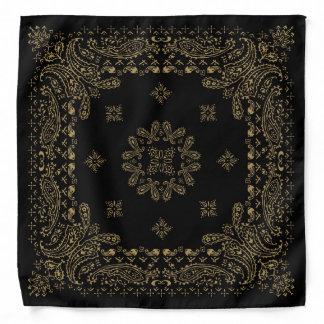 Black Antique Bronze / Brass Paisley Bandana