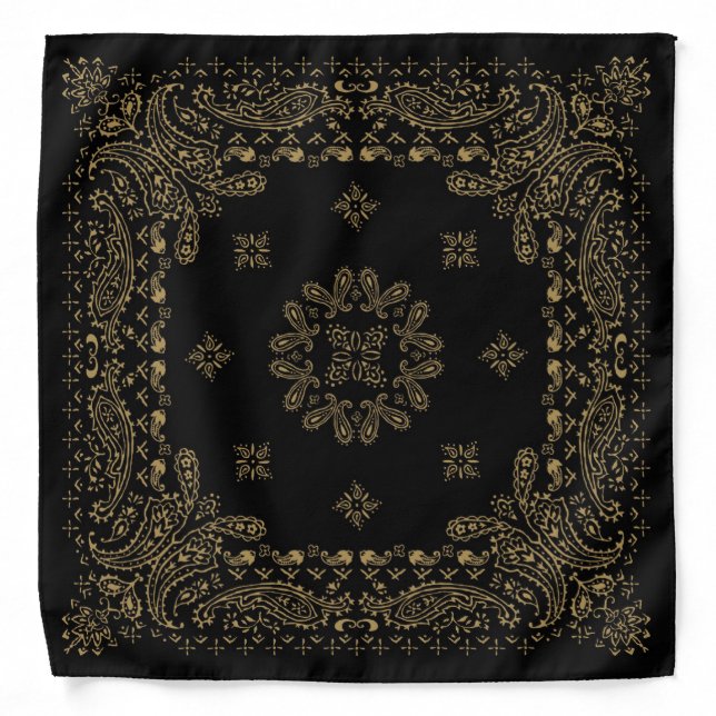 Black Antique Bronze / Brass Paisley Bandana (Front)