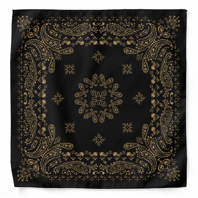 Black Antique Bronze / Brass Paisley Bandana