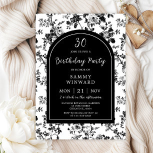 Black Antique Chinoiserie Birthday Party Invitation