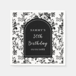 Black Antique Chinoiserie Birthday Party Napkins