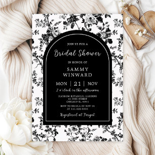 Black Antique Chinoiserie Bridal Shower Invitation