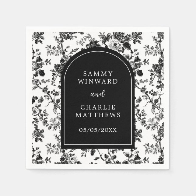 Black Antique Chinoiserie Wedding Napkins (Front)