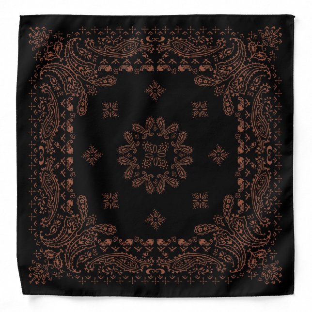 Black Antique Copper Paisley Bandana (Front)
