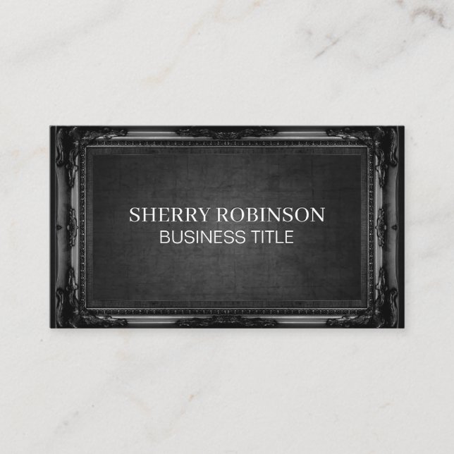 Black Antique Frame | Dark Texture Business Card (Front)