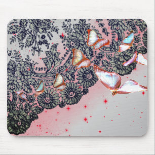 BLACK ANTIQUE LACE PATTERN MOUSE PAD
