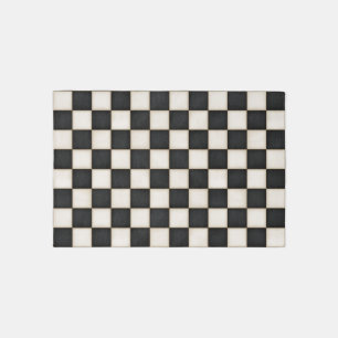 Black & Antique White Checkered 3x2 Rug