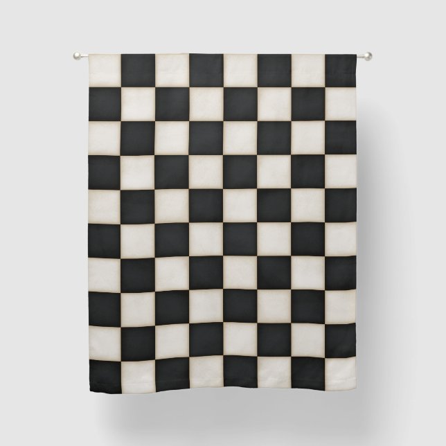 Black & Antique White Checkered 63" Blackout Curtains (Front)