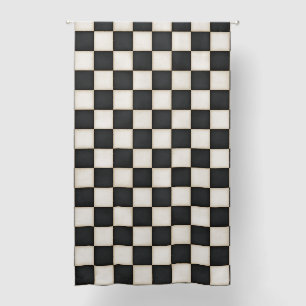 Black & Antique White Checkered 84" Blackout Curtains