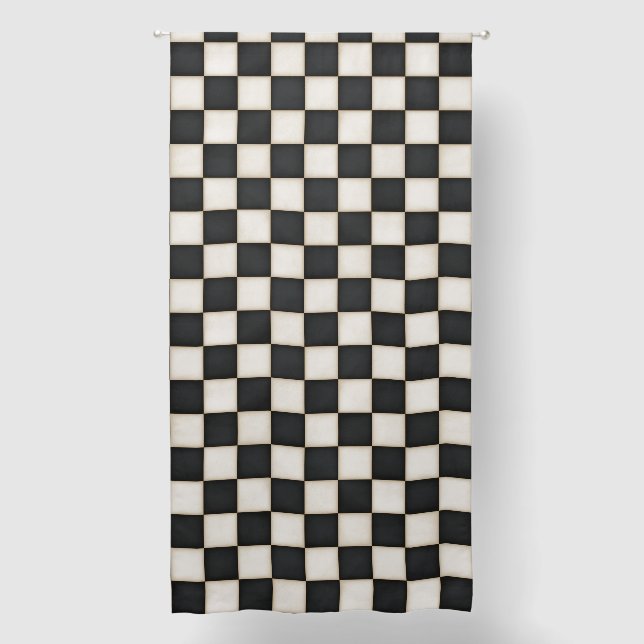 Black & Antique White Checkered 96" Blackout Curtains (Front)
