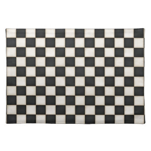 Black & Antique White Checkered Cloth Placemat