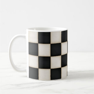 Black & Antique White Checkered Coffee Mug