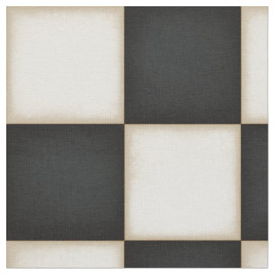 Black & Antique White Checkered (large scale) Fabric
