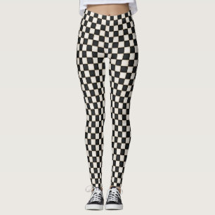Black & Antique White Checkered Leggings