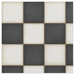 Black & Antique White Checkered (medium scale) Fabric