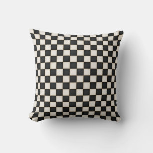 Black & Antique White Checkered Throw Pillow
