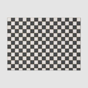 Black & Antique White Checkered Tissue Paper