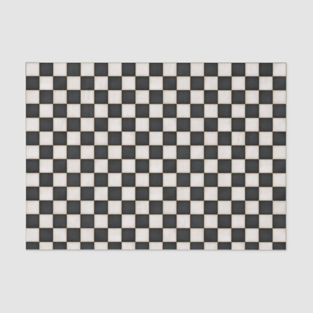Black & Antique White Checkered Tissue Paper (Front)