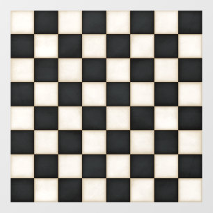 Black & Antique White Custom Size Chessboard Floor Decals