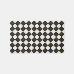 Black & Antique White Diamonds 5x3 Rug