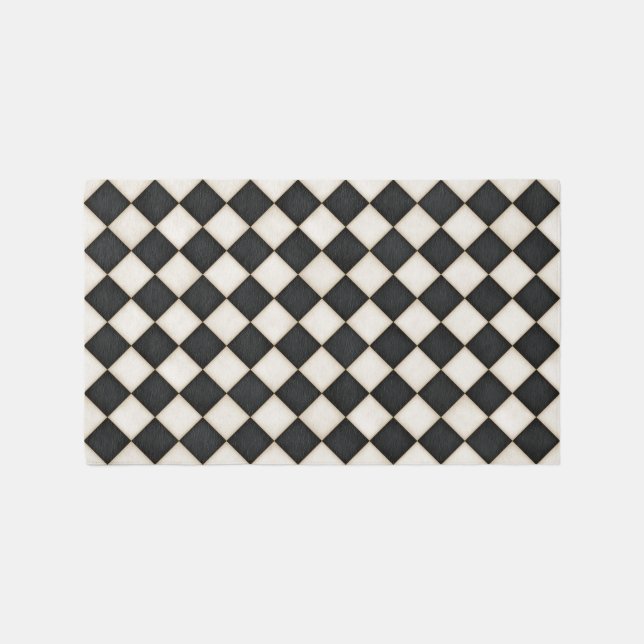 Black & Antique White Diamonds 5x3 Rug (Front)