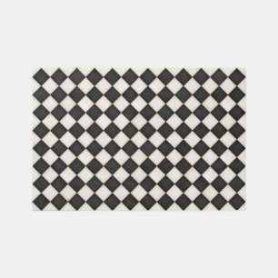 Black & Antique White Diamonds 6x4 Rug