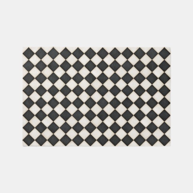 Black & Antique White Diamonds 6x4 Rug (Front)