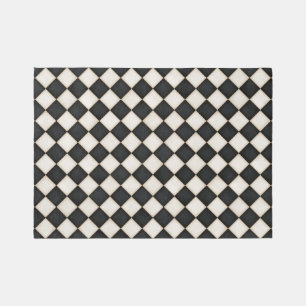 Black & Antique White Diamonds 7x5 Outdoor Rug