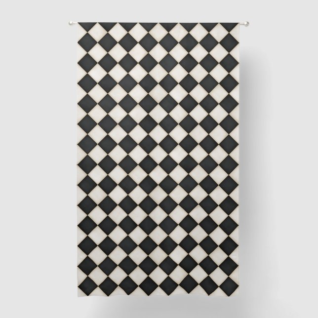 Black & Antique White Diamonds 84" Blackout Curtains (Front)