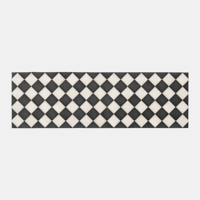 Black & Antique White Diamonds 8x2.5 Runner (Front)