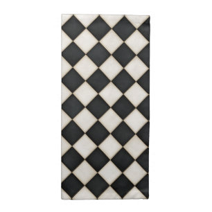 Black & Antique White Diamonds Cloth Napkin