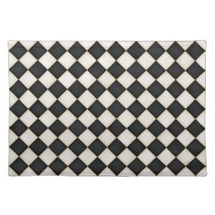 Black & Antique White Diamonds Cloth Placemat