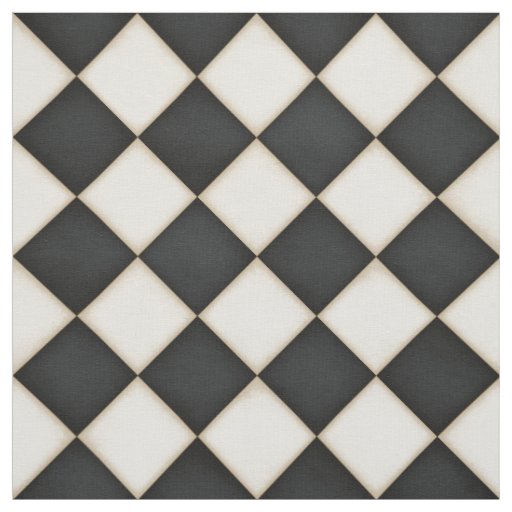 Black & Antique White Diamonds (medium scale) Fabric