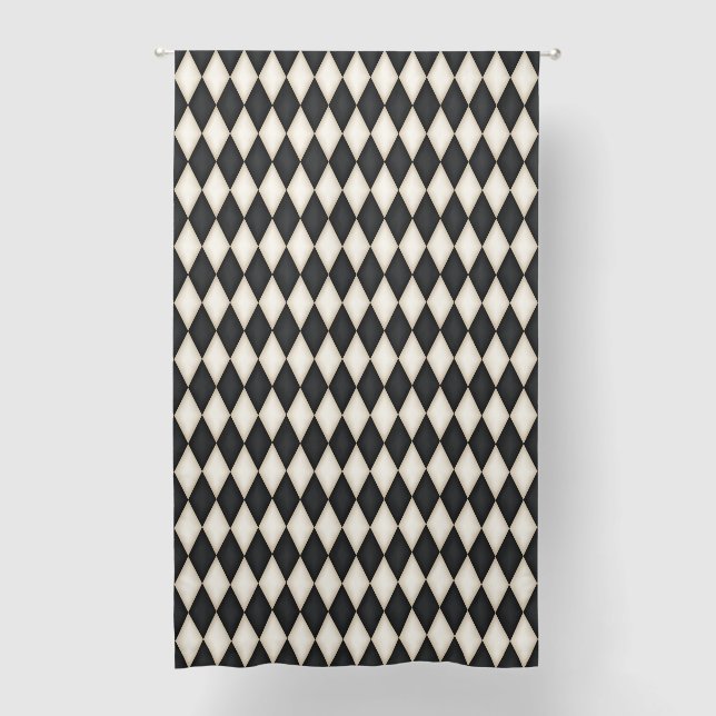 Black & Antique White Harlequin 84" Blackout Curtains (Front)