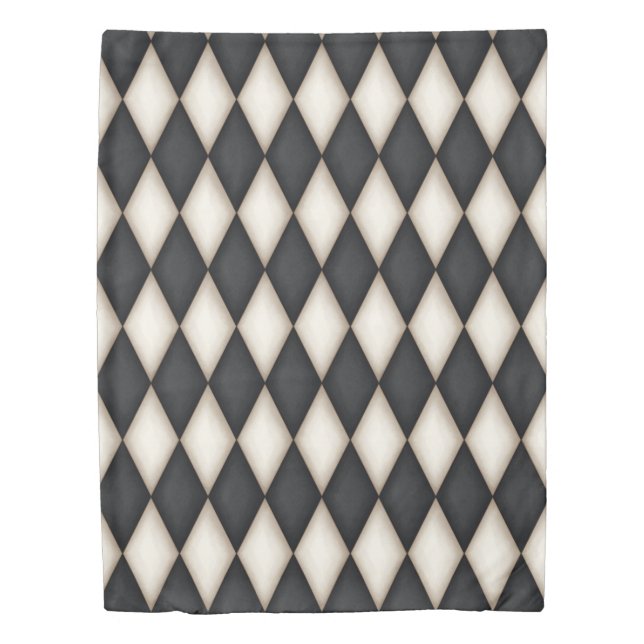 Black & Antique White Harlequin  (One Sided) Duvet Cover (Front)