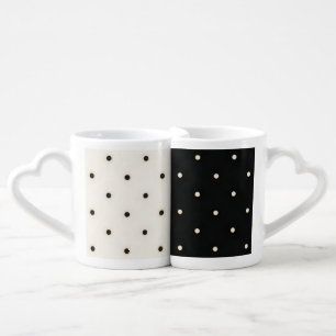 Black & Antique White Small Polka Dots Coffee Mug Set