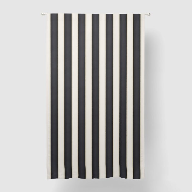 Black & Antique White Stripes 84" Blackout Curtains (Front)